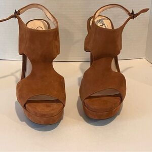 Jessica Simpson Brown leather Suede Platform Heels women’s 8.5 *read description